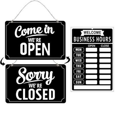 Business Hours Sign, Open Closed Flip Sign, Door Window, Restaurant Store, Black
