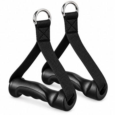 Cable Machine Handles Pair D Grip Attachments Gym Lat Pulldown Row Resistance