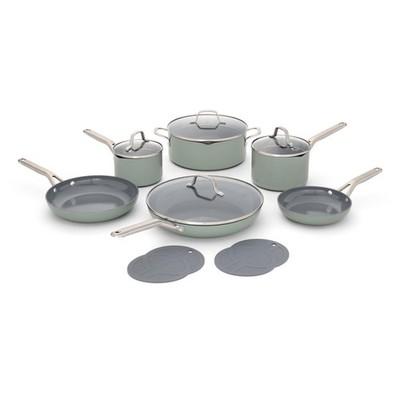 Calphalon Ceramic Nonstick 12-Piece Cookware Set, Silver Ash