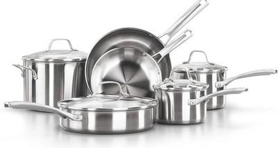 Calphalon Classic Stainless Steel Cookware Set, 10-Piece, Impact-Bonded Aluminum