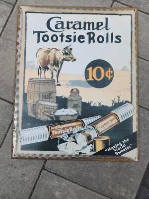 Caramel Tootsie Rolls repro Tin sign 10 Cents Candy Metal Sign