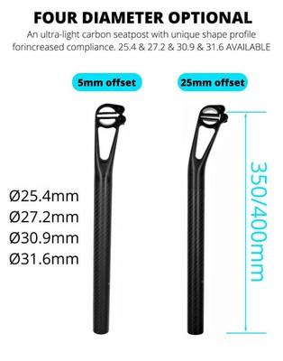 Carbon MTB Road Bike Seatpost 5 25mm Offset 25.4 27.2 30.9 31.6mm Diameter