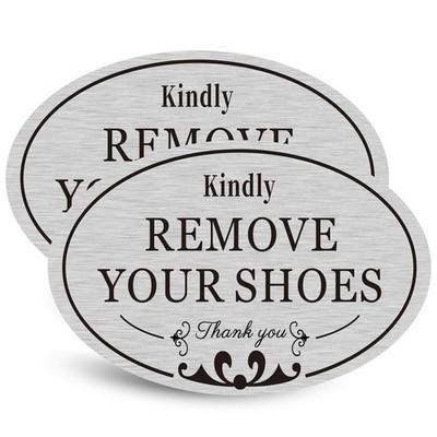"CARGEN 2-Pack ""Kindly Remove Your Shoes"" Oval Door Decal Stickers (6.3"" x...