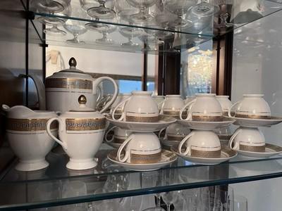 Casa Elite 12 Cup Porcelain Espresso Set With Milk, Sugar And Coffee Server