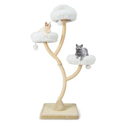 Cat Tree Tower 70" Multi-Level Kitten Activity Center w/ 3 Perches & Balls Beige