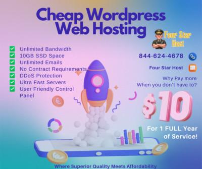 Cheap WordPress Hosting - USA - 1 FULL Year SALE JUST $10.00