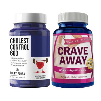 Cholesterol Support Heart Supplement & Crave Away Weight Management 60 Capsules