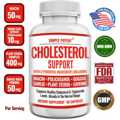 Cholesterol Support Supplement - Heart Health & Lipid Control | 60 Capsules