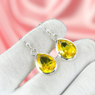 Citrine Silver Earring 925 Sterling Silver Handmade Earring Silver Earring