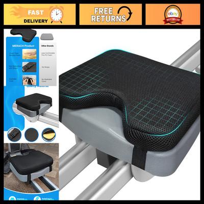 Comfortable Rowing Machine Seat Cushion - Memory Foam, Washable Cover, 2 Straps,