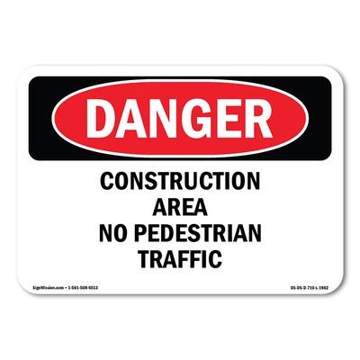 Construction Area No Pedestrian Traffic ANSI Danger Sign Metal Plastic Decal