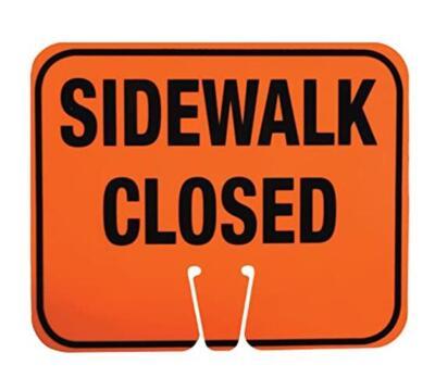 Cortina ABS Plastic Traffic Cone Sign, "SIDEWALK CLOSED" Assorted Styles