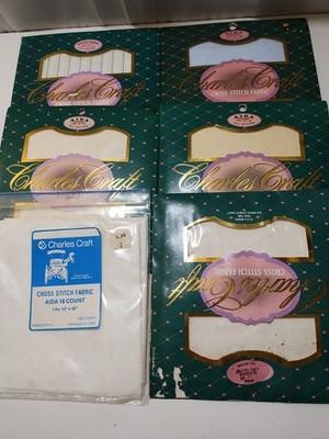 Cotton Cross Stitch Fabric Mixed Colors White Aida Charles Craft Open 6 Packs