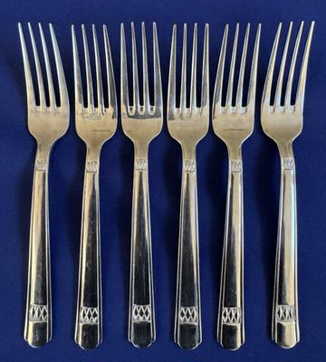 Cuisenart Westlake Diamond Dinner Forks 7 7/8" • Stainless Flatware • Set of 6