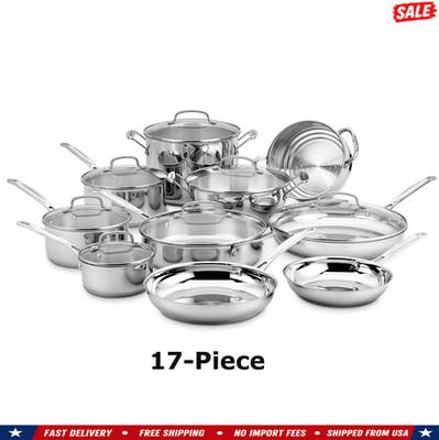 Cuisinart 17-Piece Chef's Classic Stainless Steel Cookware Set Pots Pans Kitchen