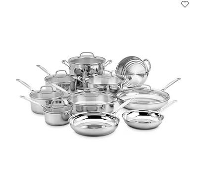Cuisinart Chef's 17pc Stainless Steel Cookware Set Pots Pans 77-17N