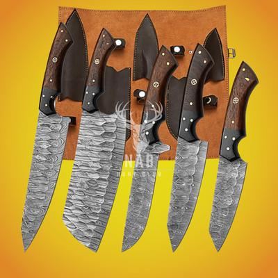 Custom HandMade FORGED DAMASCUS STEEL CHEF KNIFE SET Kitchen Knives