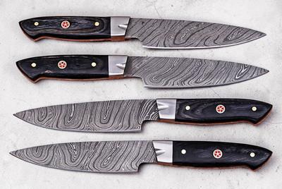 CUSTOM MADE FORGED DAMASCUS STEEL STEAK KNIFE SET KITCHEN CHEF KNIVES 1625