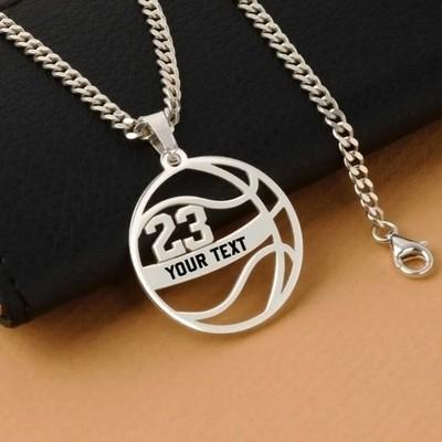 Custom Pendant Chain Personalized Football Basketball Soccer Name Team Necklace