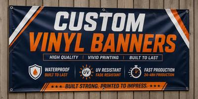 Custom Vinyl Banner Heavy Duty 13oz Waterproof UV Resistant Fast Production USA