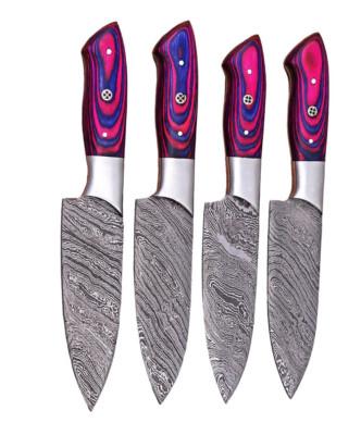 Damascus Steak Chef Knife Set Custom Made - Hand Forged Damascus Steel 1626
