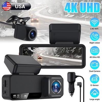 Dash Camera 4K Front Rear Dash Cam Built-In WiFi & GPS App control Night Vision_