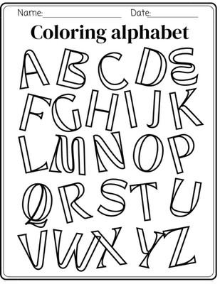 Digital PDF Editable Coloring Alphabets Template Download Fast Delivery