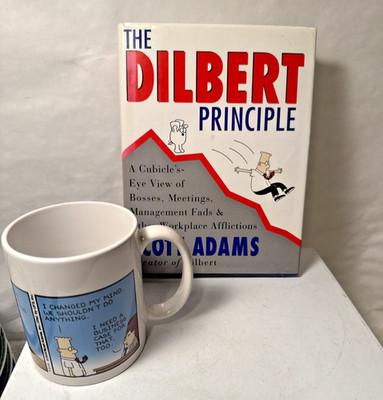 Dilbert Write A Business Case coffee mug & The Dilbert Principle hardback 2008
