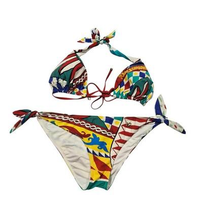 Dolce & Gabbana Carretto-Print Triangle Bikini Set Medium Multicolour