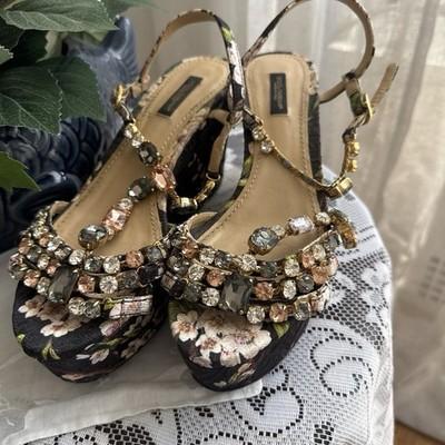 Dolce Gabbana Floral Jewel Platforms 7.5