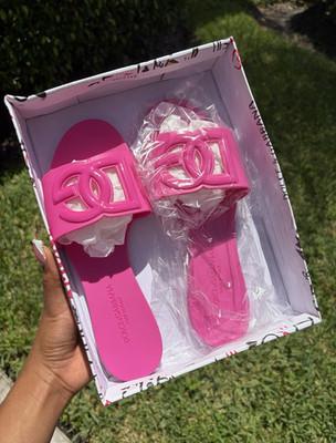 Dolce&Gabbana Pink Logo Slide Sandals Women’s Rubber EU 39 US 9