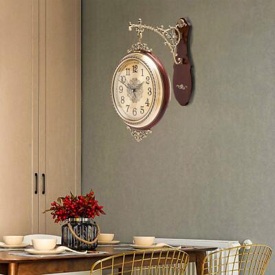 Double Sided 12" Wall Clock Antique Style Railway Station Wall Decor Gift Home