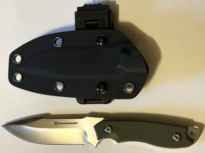 Drachenader tactical knife Small fixed D2 Blade Steel With green G10 handle
