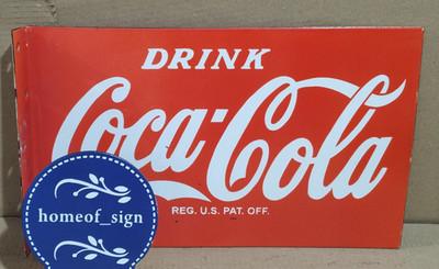 Drink Coca Cola Porcelain Enamel Sign 18 x 10 Inches 2 Sides
