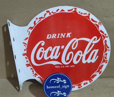Drink Coca Cola Porcelain Enamel Sign 19.5 x 17 Inches 2 Sides