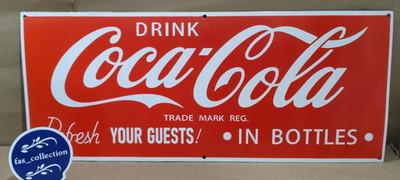 Drink Coca Cola Porcelain Enamel Sign 36 x 15 Inches 1 Sided