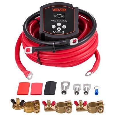 Dual Battery Isolator Kit, 12V 300 Amp 20 ft 2AWG, Manual and Automatic VSR Volt