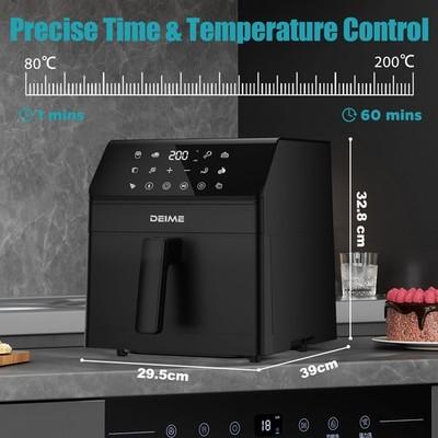 Dual Heat Oilless Air Fryer 6.5 QT Black Household Air Fry Roast Dehydrate Oven