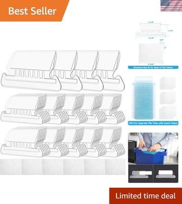 Durable 2" Insertable Plastic Tabs - 100 Sets for Easy File Identification