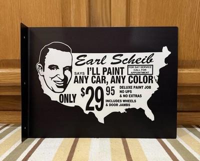 Earl Scheib Flange Sign Paint Car Gas Oil Double Sided Vintage Style Wall Decor