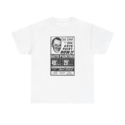 Earl Scheib Vintage Ad T-Shirt | Retro Car Paint Shop Design