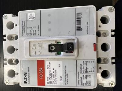 Eaton Cutler Hammer FD3020 3-Pole 3-Phase 20 Amp Circuit Breaker