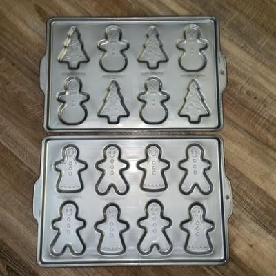 Ekco Bakers Secret Cookie Baking Pans Christmas Trees Snowmen Gingerbread People