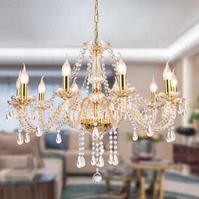 Elegant 10-Light K9 Crystal Candle Chandelier for Dining & Living Room