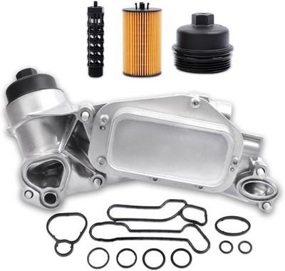 Engine Oil Cooler Filter Housing Assembly Adapter with Gasket, Insert, Cap...