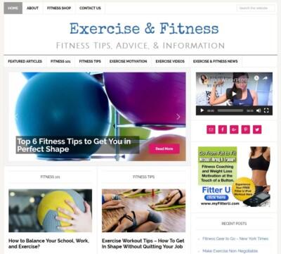 * EXERCISE & FITNESS TIPS * affiliate website for sale w/ DAILY AUTO CONTENT
