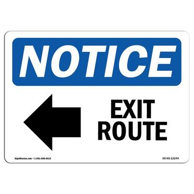 Exit Route With Symbol OSHA Notice Sign Metal Plastic Decal