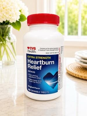 Extra Strength Heartburn Relief Antacid Original Flavor 100 Chewable Tablets.CVS