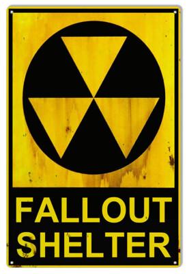 FALLOUT SHELTER COLD WAR 18" HEAVY DUTY USA MADE METAL NUCLEAR EMERGENCY SIGN
