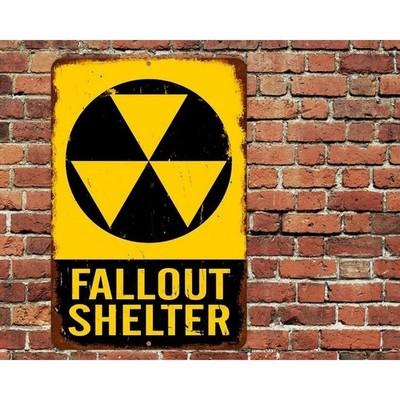 Fallout Shelter Sign Metal Aluminum 8"x12" Rustic Aged Looking